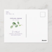 Carte Postale Mariage simple Eucalyptus Lavender Enregistrer la  (Dos)