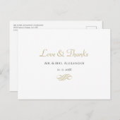 Carte Postale Mariage simple Merci noir blanc mariée (Devant / Derrière)