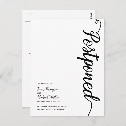 Carte Postale Mariage simple moderne reporté (Devant / Derrière)