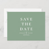Carte Postale Mariage Simple Moderne Sage Enregistrer la date (Devant / Derrière)