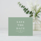 Carte Postale Mariage Simple Moderne Sage Enregistrer la date (Debout devant)