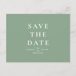 Carte Postale Mariage Simple Moderne Sauge Enregistrer la Date