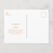 Carte Postale Mariage simple orange monogramme Enregistrer la da (Dos)