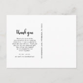 Carte Postale Mariage simple script moderne Photo Merci (Dos)
