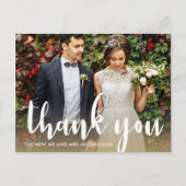 Carte Postale Mariage simple script moderne Photo Merci (Devant)