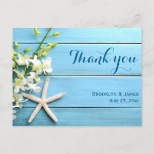 Carte postale Mariage Starfish avec orchidée