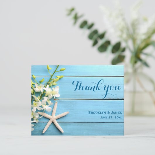 Carte postale Mariage Starfish avec orchidée (Debout devant)