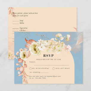 Carte Postale Mariage Sublime Pêche Bleu Poussiéreux