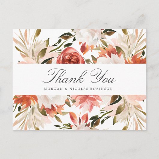 Carte Postale Mariage subtil à fleurs rouges et blanches (Devant)