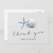 Carte Postale Mariage sur la Plage avec Étoiles de Mer et Dollar (Devant / Derrière)