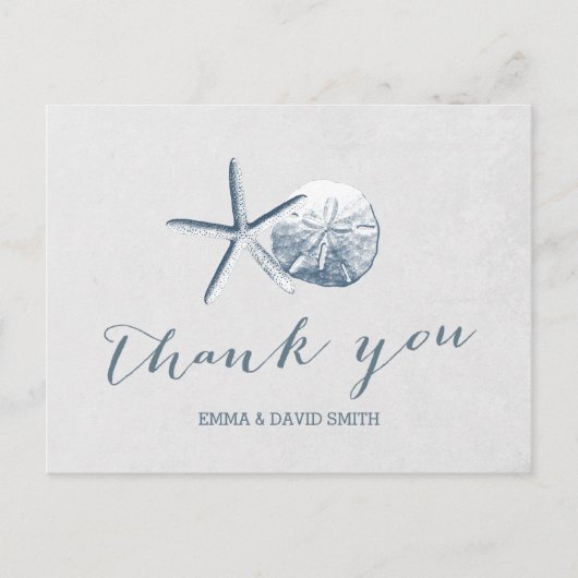 Carte Postale Mariage sur la Plage avec Étoiles de Mer et Dollar (Devant)