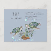 Carte Postale Mariage sur la plage des tortues marines (Devant)