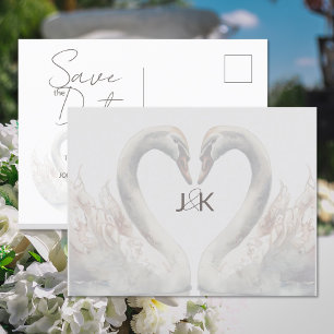 Carte postale Mariage Swans romantiques
