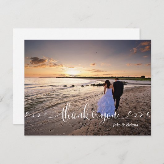 Carte postale Mariage Swirl Script Typographie (Devant / Derrière)