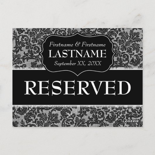 Carte Postale Mariage Table RÉSERVÉE Lace de signe Motif (Dos)