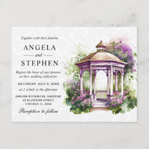Carte Postale Mariage ton pastel de jardin printanier sous un ki