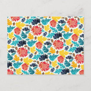 Carte Postale Mariage Tournesols Aquarelle Jaune Bleu Naturel