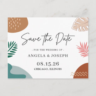Carte Postale Mariage tropical Abstrait moderne Enregistrer la d