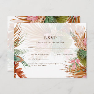 Carte postale Mariage Tropical Floral Pampas BOHO