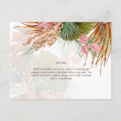 Carte postale Mariage Tropical Floral Pampas BOHO (Dos)