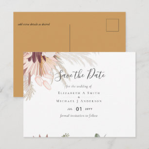 Carte Postale Mariage Tropical Herbe des Pampas Vin de Bourgogne