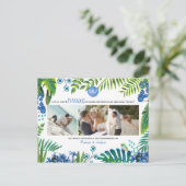 Carte Postale Mariage tropical Merci Feuille | 3 Photos (Debout devant)