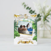 Carte Postale Mariage Tropical Romantique Merci (Debout devant)