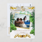 Carte Postale Mariage Tropical Romantique Merci (Devant / Derrière)