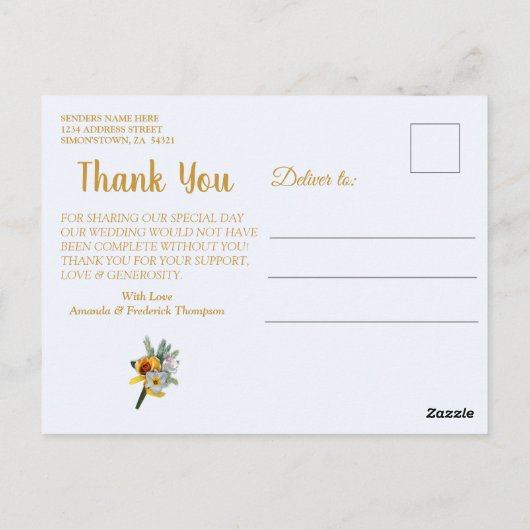 Carte Postale Mariage Tropical Romantique Merci (Dos)