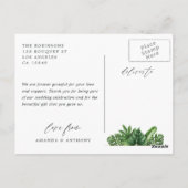 Carte Postale Mariage Tropical sur la Plage Photo Merci (Dos)