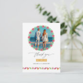 Carte Postale Mariage Tropical sur la Plage Photo Merci (Debout devant)