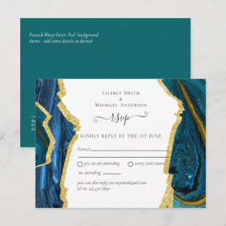 Carte Postale Mariage turquoise Gold AGATE