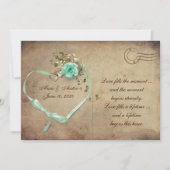 Carte postale Mariage vert menthe Rose (Devant)
