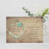 Carte postale Mariage vert menthe Rose (Debout devant)