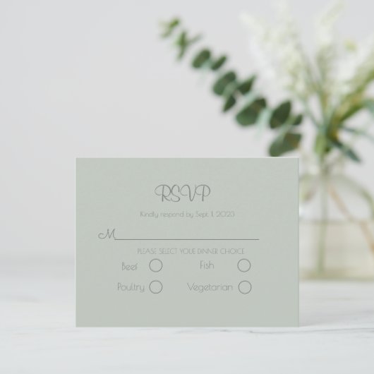 Carte Postale Mariage vert Sage Simple Elegant RSVP (Debout devant)