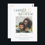 Carte Postale Mariage vert Turquoise Peacock PHOTO Merci<br><div class="desc">⭐ Design par LeahG®. Félicitations à votre fiançailles. 📌 NIP cette conception à votre tableau de bord mariage sur Pinterest et profiter de votre voyage de planification mariage. 🥰 Vos amis et votre famille aimeront cet objet de mariage moderne et minimaliste, simple et élégant. Cela fait partie d'une collection de...</div>