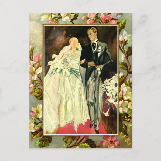 Carte Postale mariage vintage à fleurs modèle (Devant)