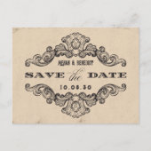 Carte Postale Mariage Vintage calligraphie gothique enregistrer (Devant)