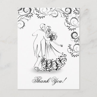 Carte Postale Mariage Vintage Danse Couple Merci