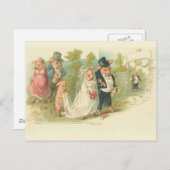Carte Postale Mariage vintage de porcs (Devant / Derrière)