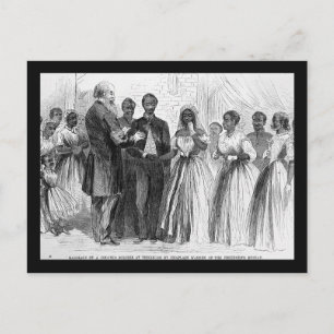 Carte Postale Mariage vintage d'un soldat de couleur par l'aumôn