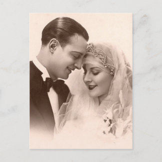 Carte Postale Mariage vintage mariée et chambre