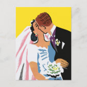 Carte Postale Mariage Vintage, Mariés s'embrassant (Devant)