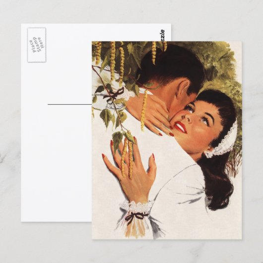Carte Postale Mariage Vintage Proposition, Amour et Romance (Devant / Derrière)