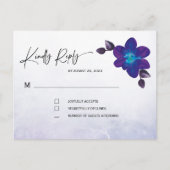 Carte Postale Mariage violet Turquoise bleu orchidée (Devant)