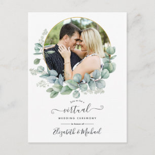 Carte Postale Mariage virtuel Mariage Eucalyptus géométrique Pho