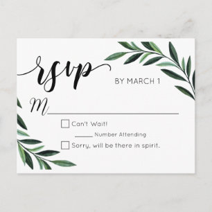 Carte postale Mariage Watercolor Green RSVP