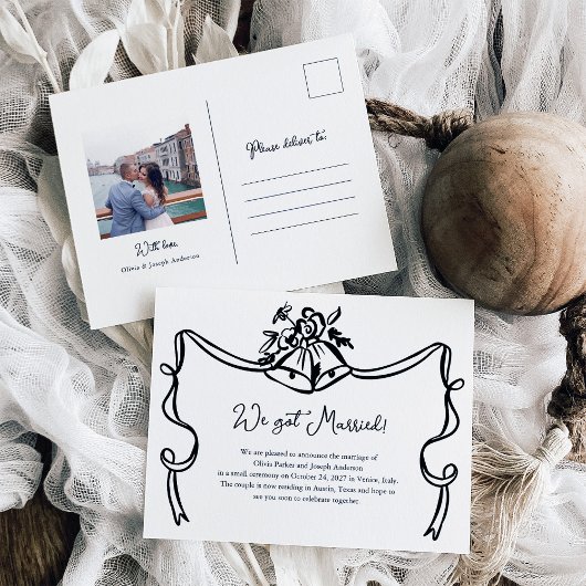 Carte Postale Mariage Whimsical Bells Mariage photo Faire-part