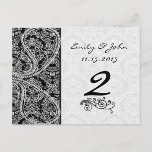 Carte Postale Mariages vintage noir et blanc à motifs paisley da