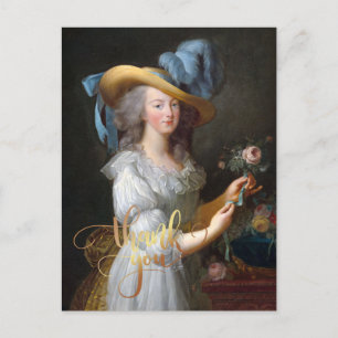 Carte Postale Marie Antoinette avec une rose Merci